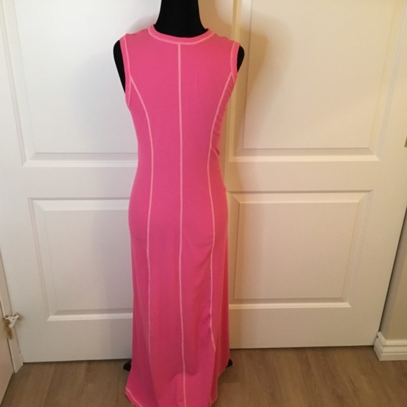 Women’s Casual Crew Neck Sleeveless Knit Striped Bodycon Maxi Dress - Picture 5 of 8